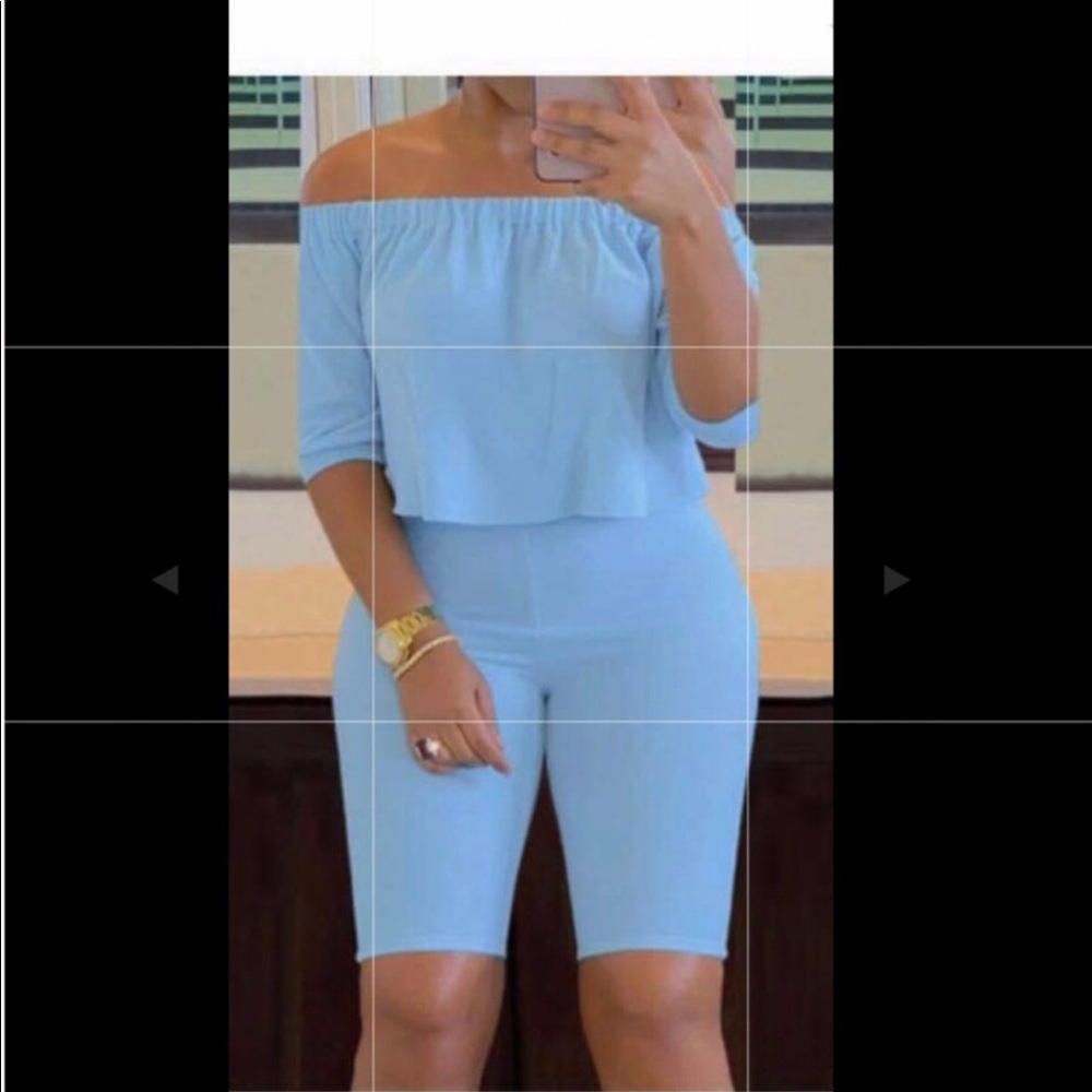 2 piece off shoulder short set